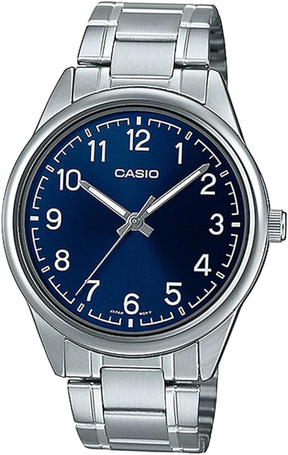 Casio MTP-V005D-2B4 Men's Standard Stainless Steel Blue Easy Reader Dial Analog Watch