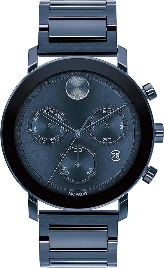 Movado Men's Bold Evolution Swiss Quartz Watch with Stainless Steel Link Bracelet, Blue