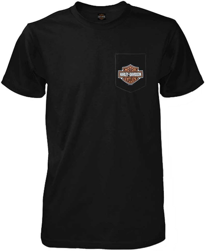 Harley-Davidson Men's Bar & Shield Logo Chest Pocket Short Sleeve T-Shirt, Black