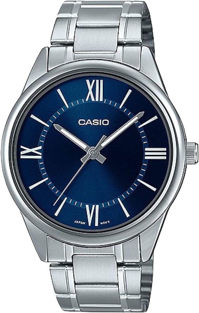 Casio MTP-V005D-2B5 Men's Standard Stainless Steel Blue Roman Dial Analog Watch