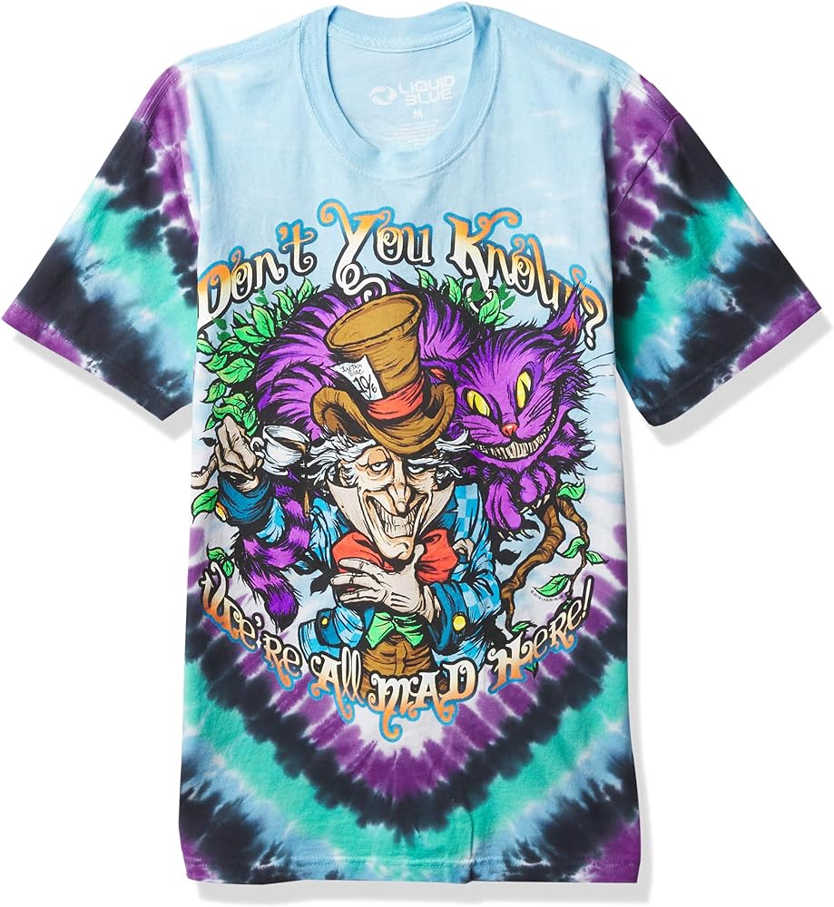 Liquid Blue Don't You Know Alice in Wonderland Mad Here Tie Dye T-Shirt