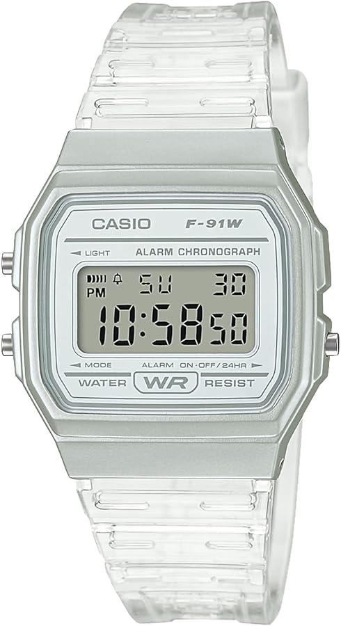 Casio Watch, Collection, Digital Resin, clear white/F-91, 1個, Modern