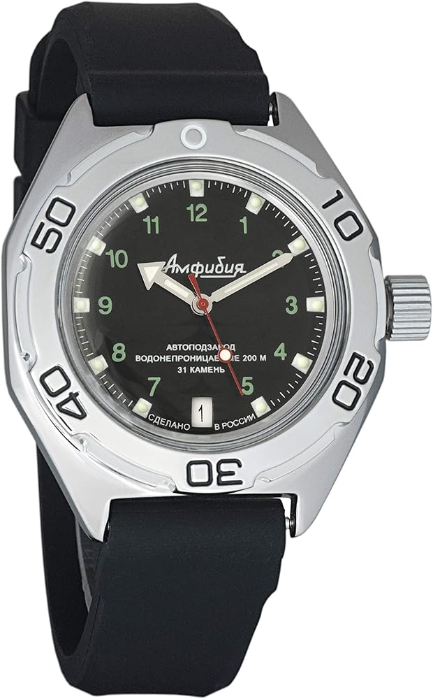 VOSTOK Amphibian Automatic Self-Winding Russian Military Wristwatch #268/269/270/280 (670269: Resin Black)