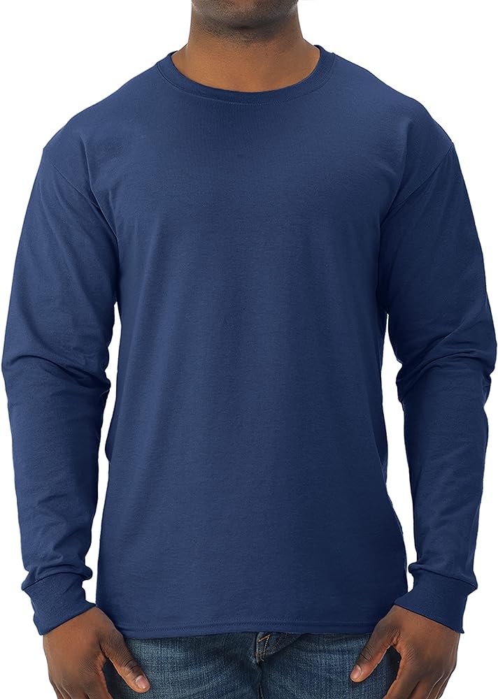 Jerzees Men's Dri-Power Cotton Blend Long Sleeve Tees, Moisture Wicking, Odor Protection, UPF 30+, Sizes S-3x