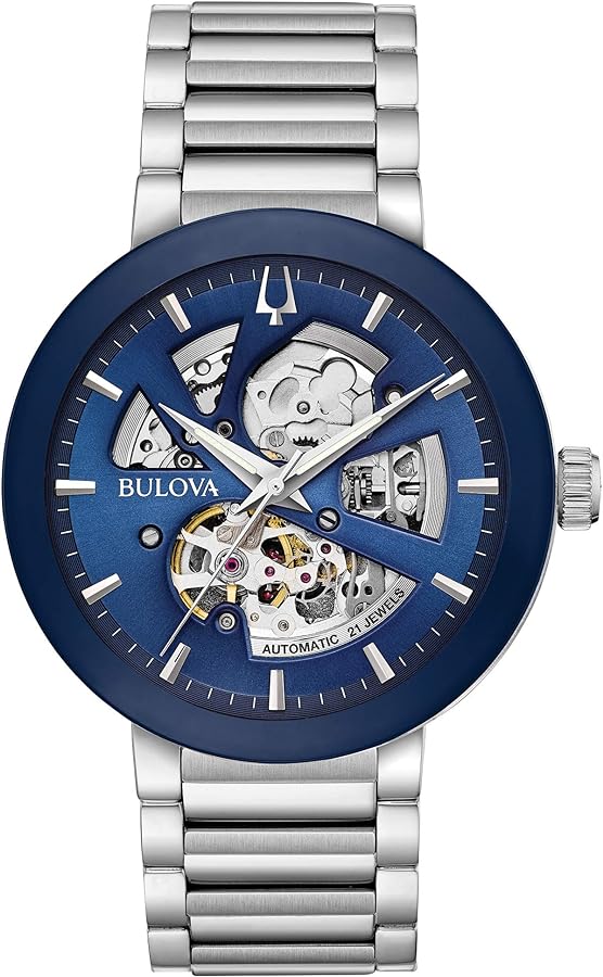 Bulova Men's Modern 3-Hand Automatic Watch, Open Aperture Dial and Edge to Edge Crystal