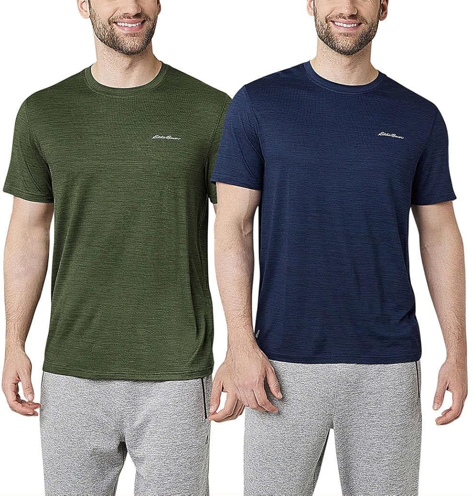 Eddie Bauer Men’s Motion Tee T Shirts, 2 Pack Gifts for Him Mens, Crew Neck Tshirts Shirts for Men Half Sleeve Tshirt Men, Mens Tee Shirts - Blue Medium