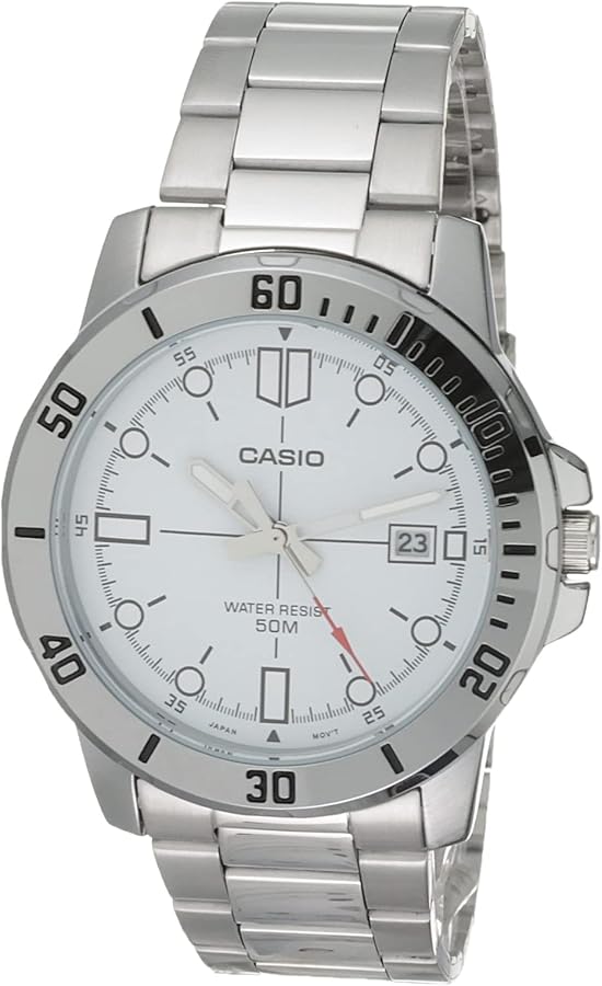 Casio Classic Silver-Tone Stainless Steel Band Date Indicator Watch (Model: MTP-VD01D-7EV)