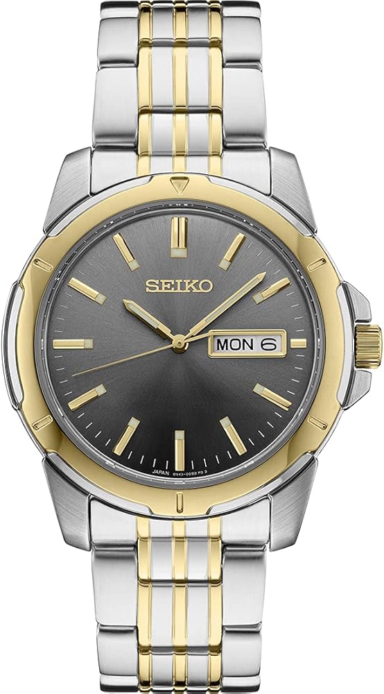 SEIKO Watch for Men - Day/Date Calendar & Luminous Markers, Stainless Steel Case, 100m Water-Resistant