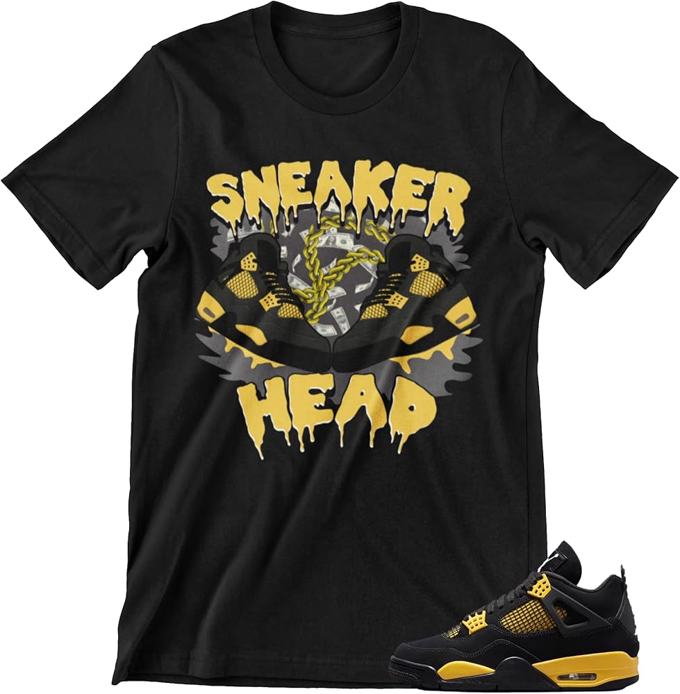 Shirt to Match Jordan 4 Thunder Men's Graphic Tees, Urban Streetwear Clothing