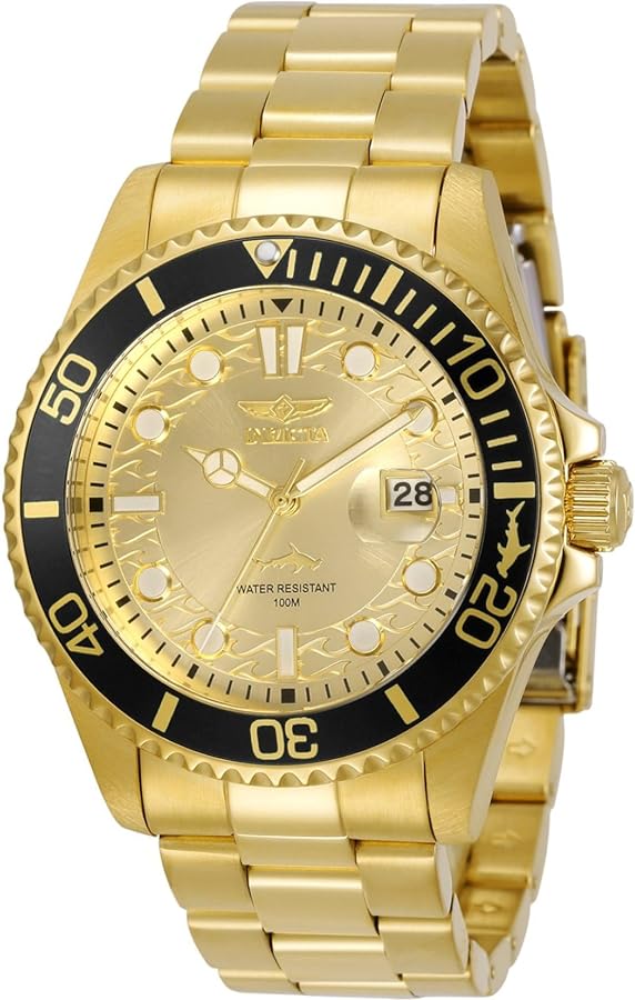 Invicta Mens Pro Diver Quartz Watch, Gold, 30025