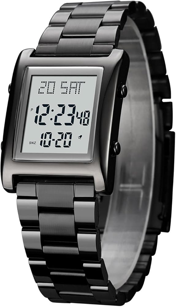 RNONDRY Mens Watches Digital Watch for Men Womens, Stainless Steel Rectangle Watches for Men, Men's Wristwatch Waterproof