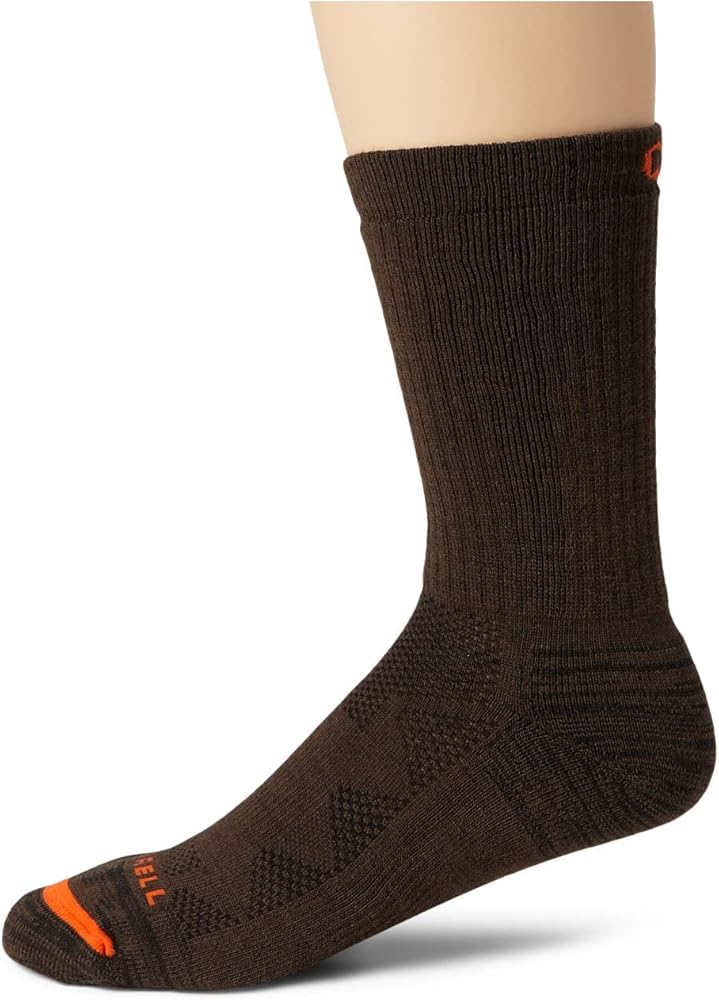 Merrell Men's and Women's Premium Wool Work Crew Socks-Unisex Arch Support Band and Breathable Mesh Zones