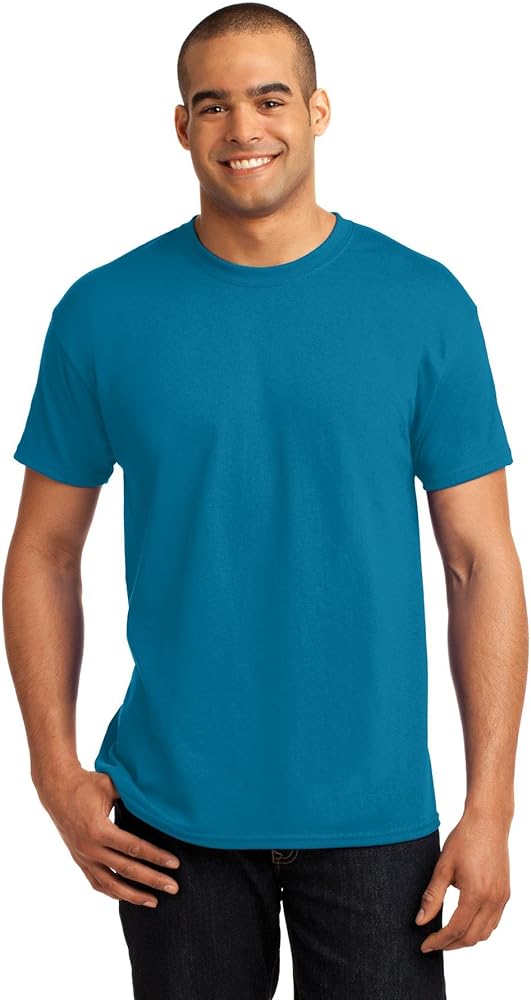 Hanes Mens ComfortBlend EcoSmart 50/50 Cotton/Poly T-Shirt, Medium, Teal