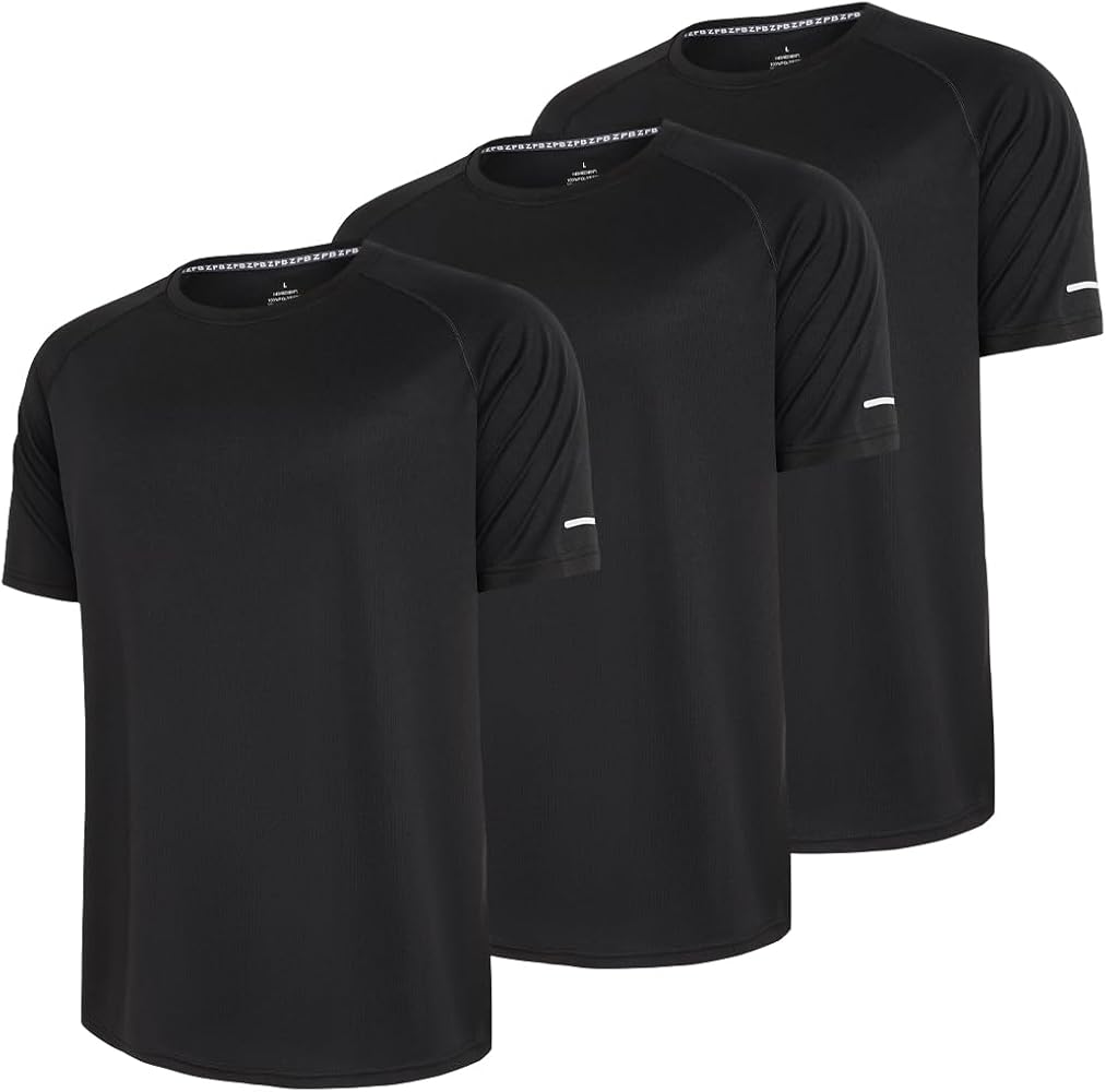 ZPB Men's 3 Pack Workout Shirts Dry Fit Moisture Wicking Short Sleeve Mesh Athletic T-Shirts