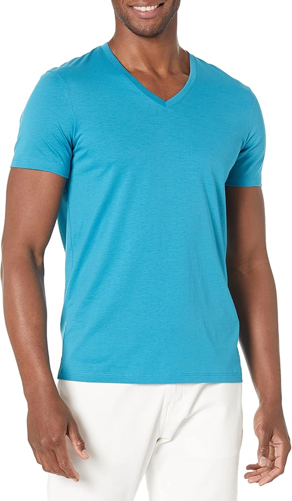 A｜X ARMANI EXCHANGE Men's Solid Colored Basic Pima V-Neck T-Shirt