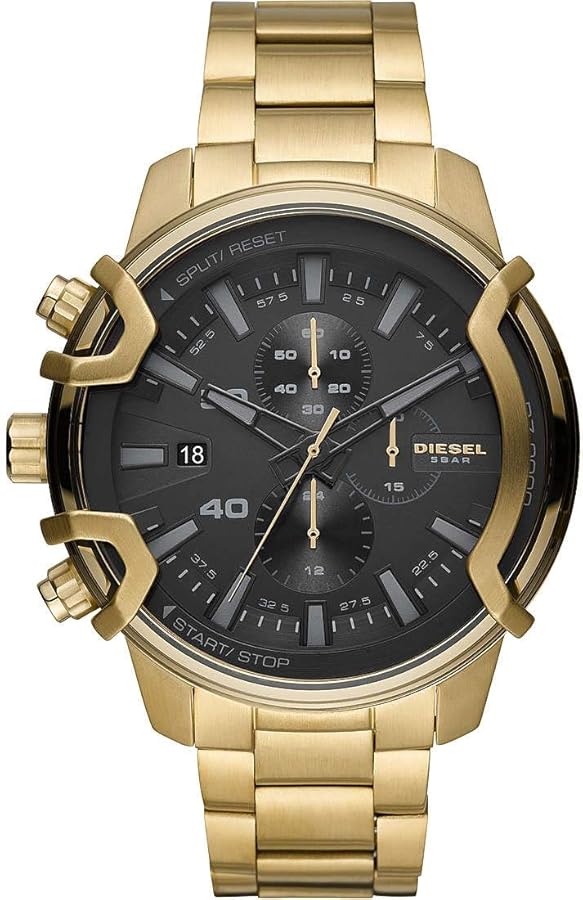 Diesel Griffed Stainless Steel Chronograph Men's Watch, Color: Gold (Model: DZ4522)