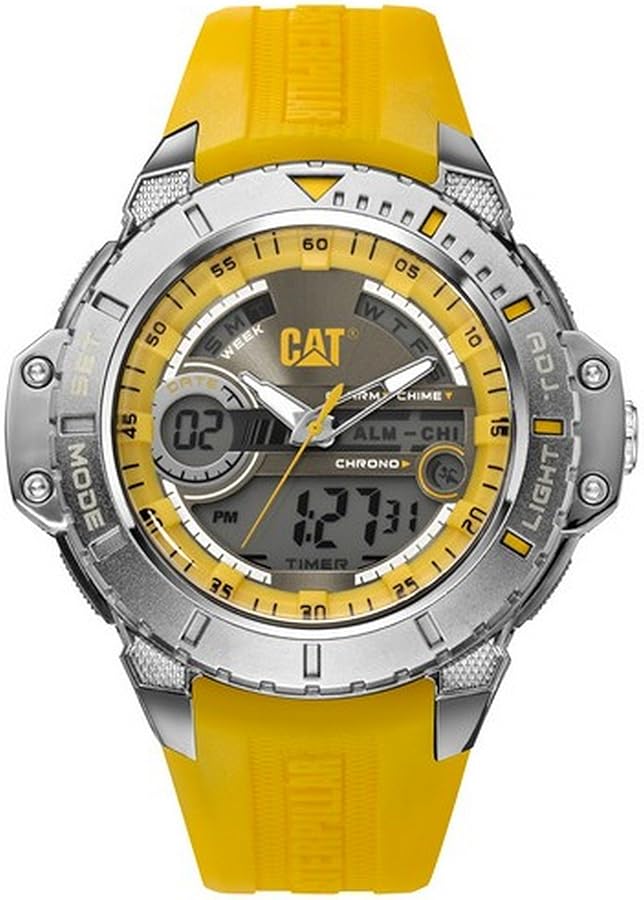 CAT WATCHES Men's 'Anadigit' Quartz Stainless Steel and Rubber Casual, Color:Yellow (Model: MA15527137)