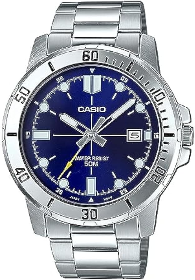 Casio MTP-VD01D-2EV Men's Enticer Stainless Steel Blue Dial Casual Analog Sporty Watch