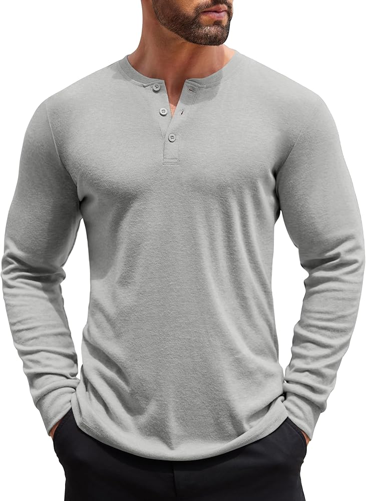 COOFANDY Men's Henley Shirts Long Sleeve Button T-Shirt Lightweight Fashion Casual Pullover Shirt