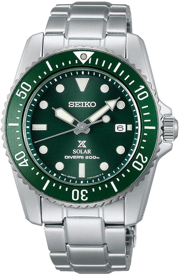 Seiko Prospex Solar Diver's 200m Green Dial Sapphire Glass Watch SNE583P1