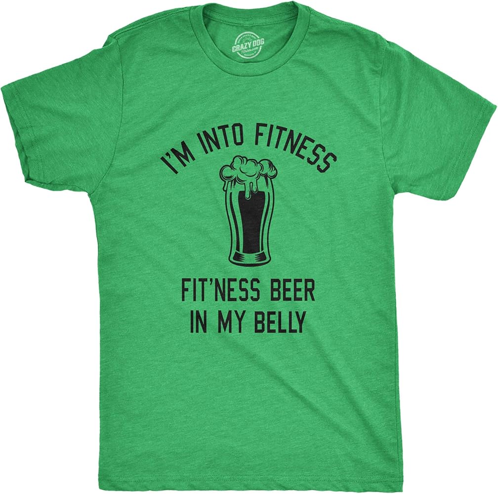 Mens Im Into Fitness Fitting This Beer in My Belly T Shirt Funny Drinking Tee