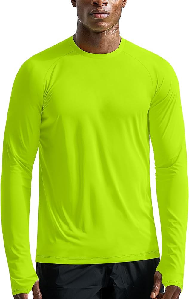 Mens Long Sleeve Workout Shirts Light Weight Quick Dry UV/SPF Athletic T-shirt Running Hiking with Thumb Holes