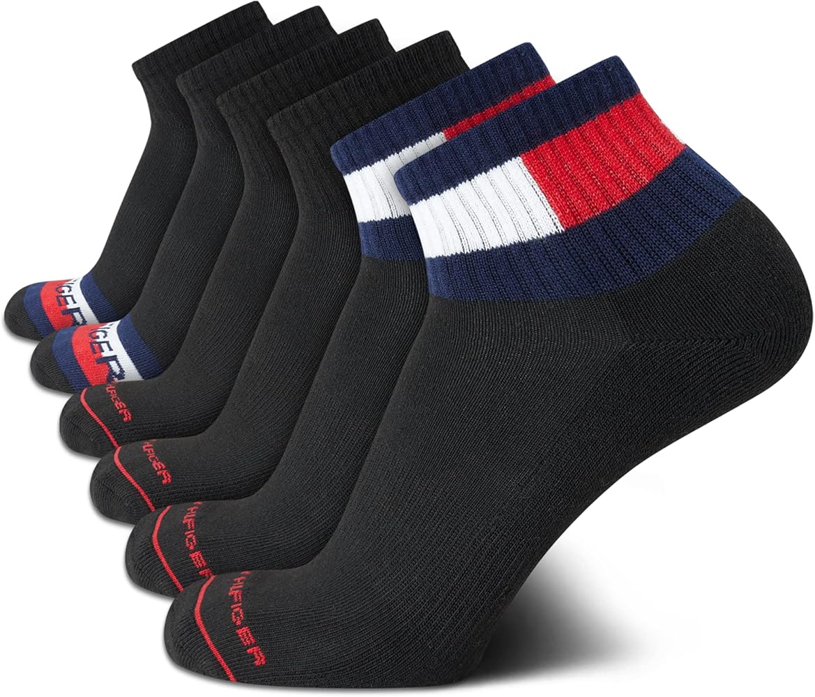 Tommy Hilfiger men Athletic Socks Performance Cushion Quarter Cut Ankle Socks (6 Pack)