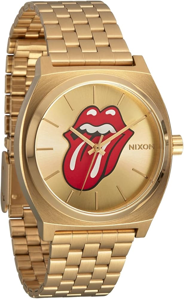 NIXON x Rolling Stones Time Teller A1356-100m Water Resistant Men's Analog Fashion Watch (37mm Watch Face, 19.5mm-18mm Stainless Steel Band)