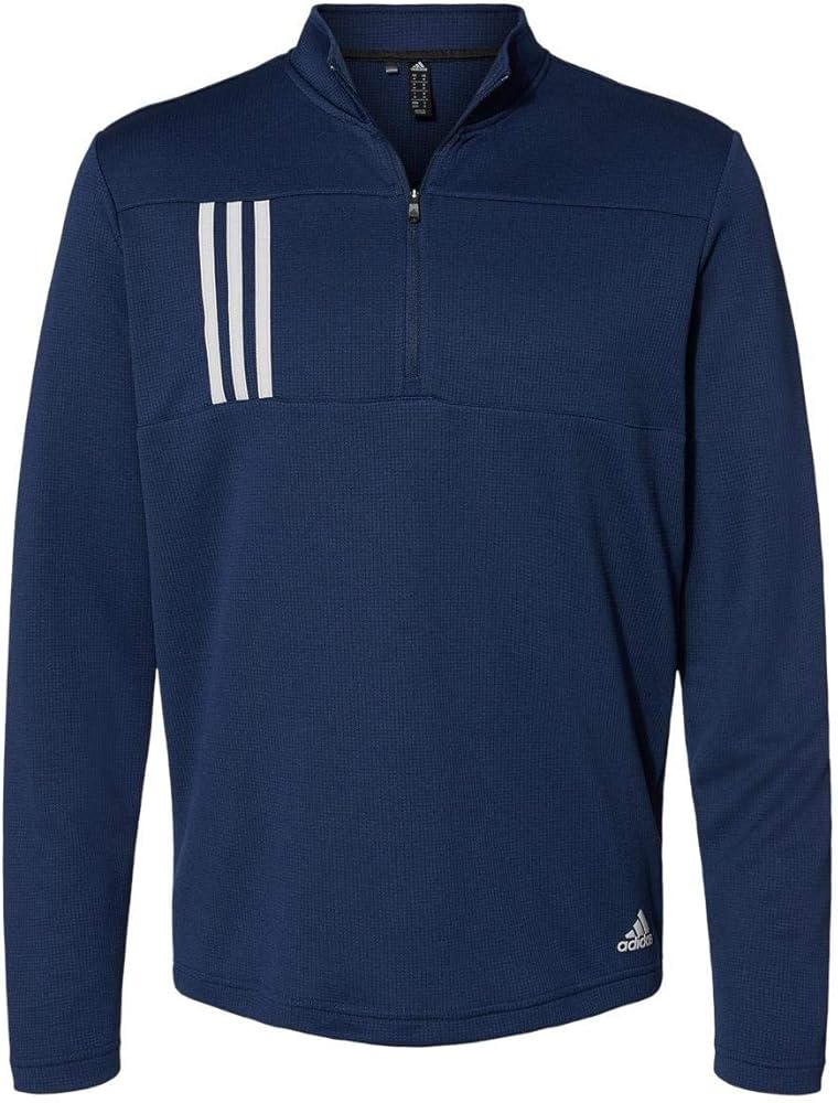 adidas - 3-Stripes Double Knit Quarter-Zip Pullover - A482 - XL - Team Navy Blue/Grey Two