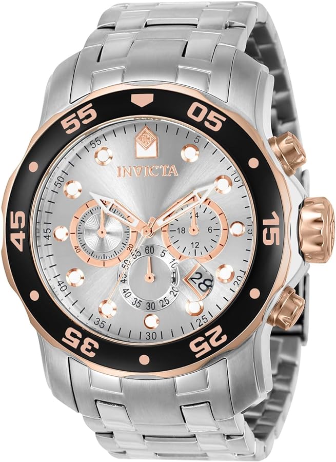 Invicta Men's 80037 Pro Diver Chronograph Silver Dial Stainless Steel Watch