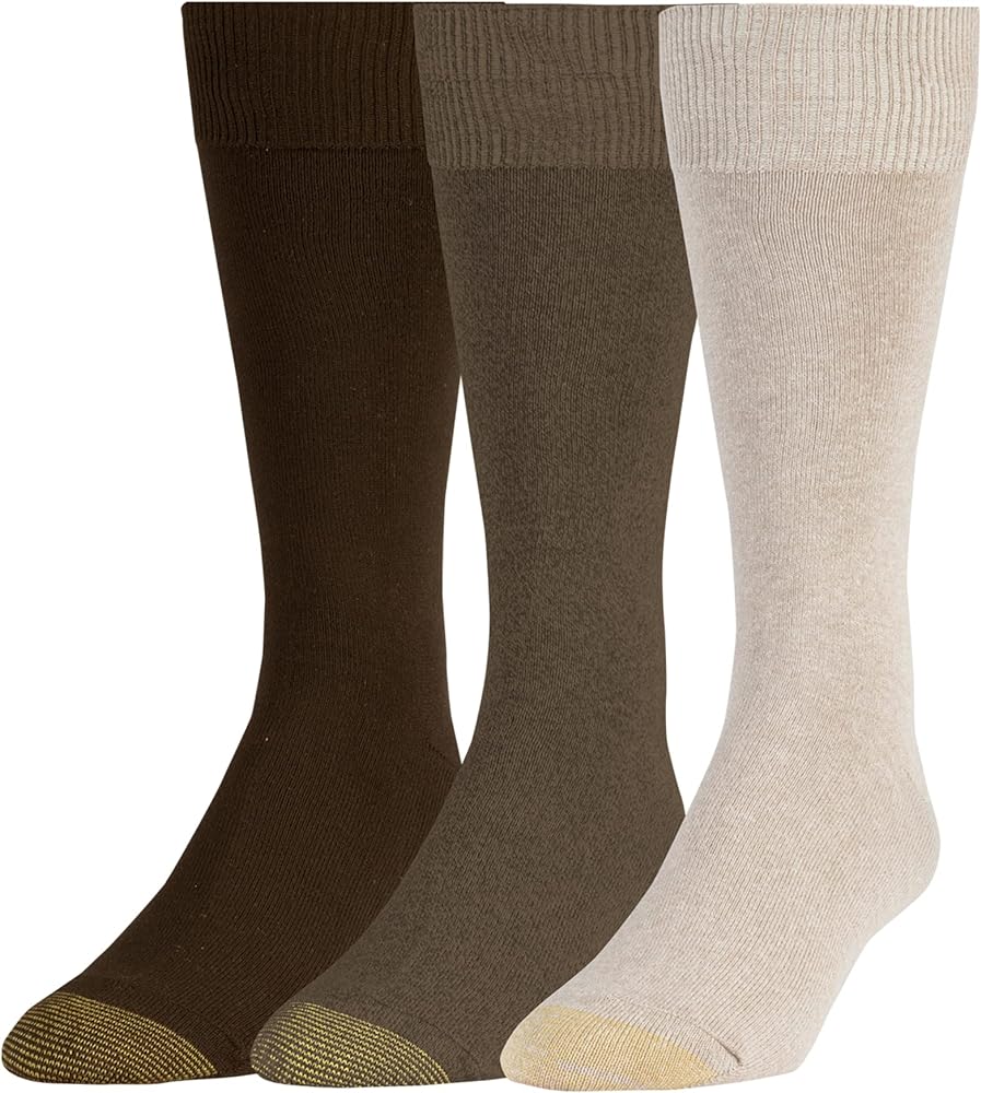 GOLDTOE Men's Micro Flat Knit Crew Socks 3 Pack