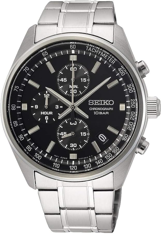 Seiko Chronograph Quartz Black Dial Men's Watch SSB379