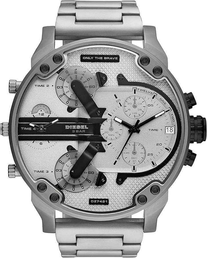 Diesel Men's 57mm Mr. Daddy 2.0 Quartz Stainless Steel Chronograph Watch, Color: Silver (Model: DZ7421)