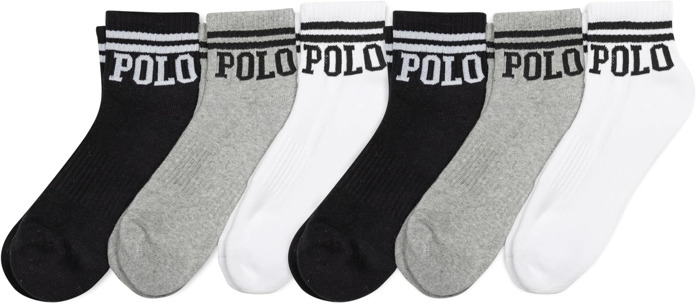 POLO RALPH LAUREN Men's Athletic Performance Cotton Ankle Socks-6 Pair Pack-Moisture Wicking Mesh