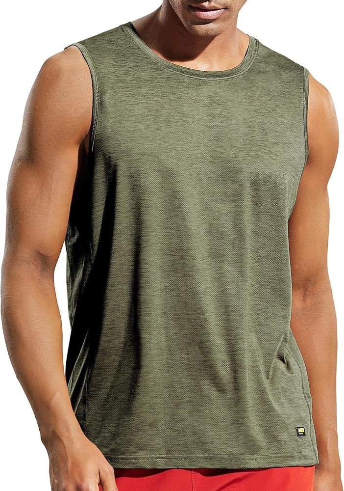 MIER Men’s Sleeveless Tank Top Dry Fit Workout Muscle Tee Shirt for Running Athletic Gym Sports Training, Moisture Wicking