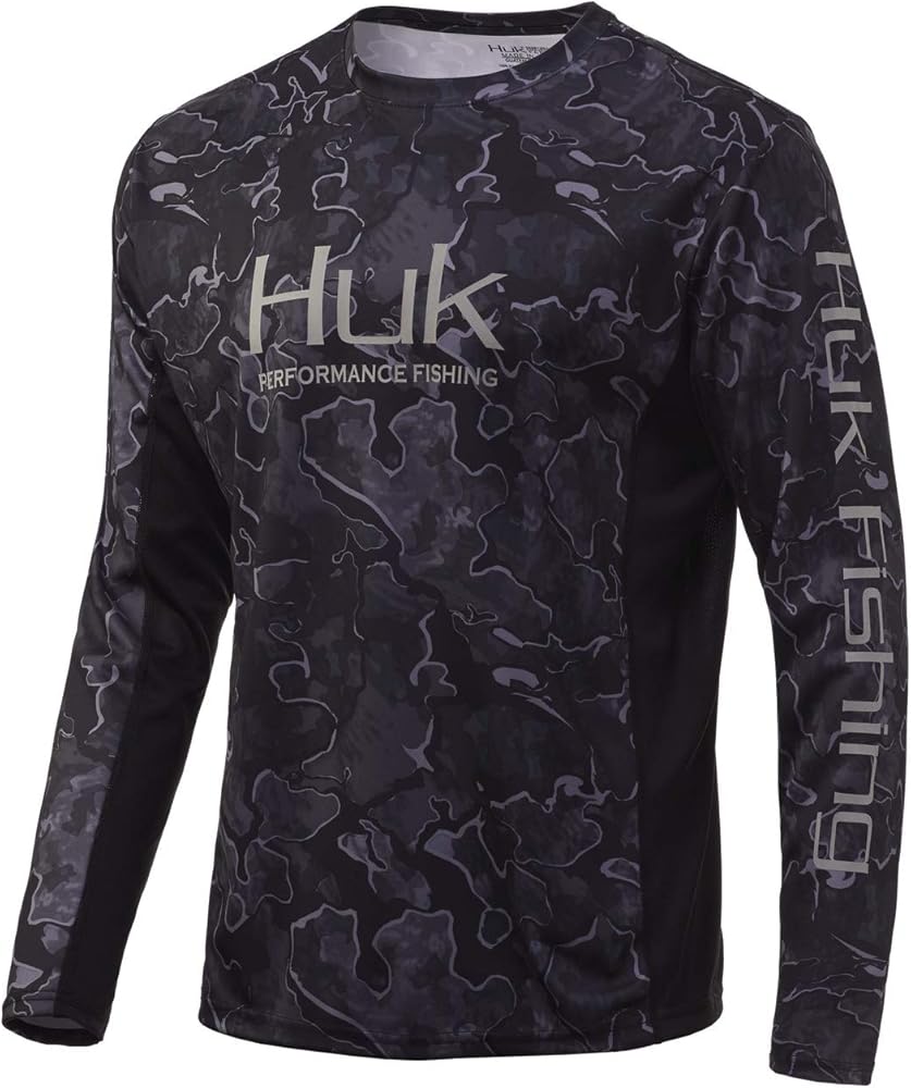 Huk Men's Standard Icon X Camo Long Sleeve Performance Fishing Shirt, Hannibal Bank, Small