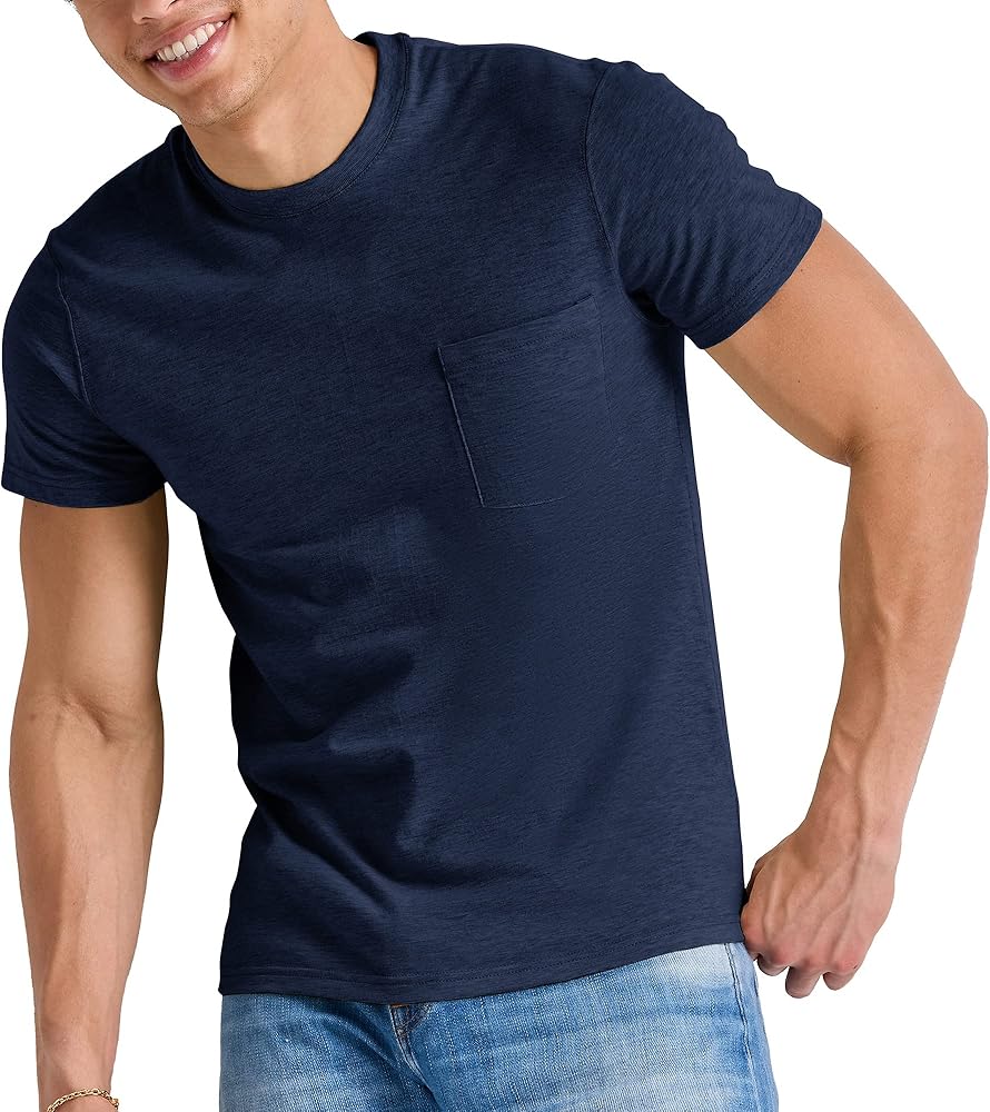 Hanes Mens Hanes Originals Men'S Short Sleeve Pocket T-Shirt, Tri-Blend Jersey