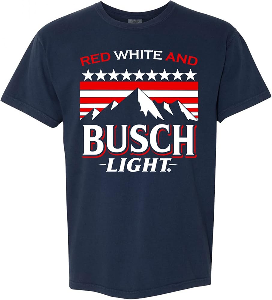 Busch Light Red White Light Mountains Navy T-Shirt