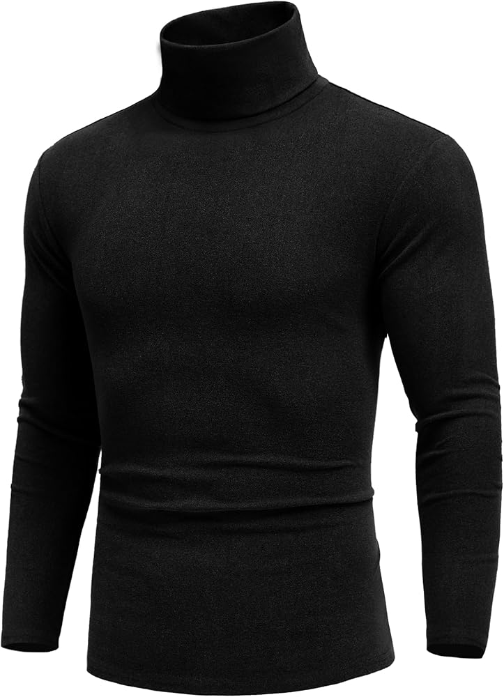 COOFANDY Men's High Neck Shirts Long Sleeve Slim Fit T Shirts Casual Thermal Sweater Mock Neck Lightweight Pullover