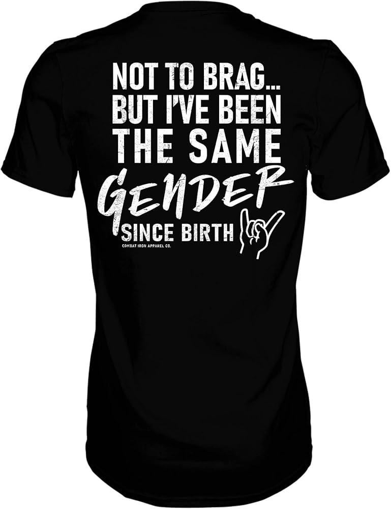 Combat Iron Not to Brag Same Gender Men's Graphic Short Sleeve T-Shirt - Athletic Fit Tees Men