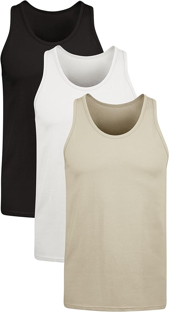 Hanes Men's Originals Stretch Cotton Pack, Moisture-Wicking Tank Tops, Tagless, 3-Pack