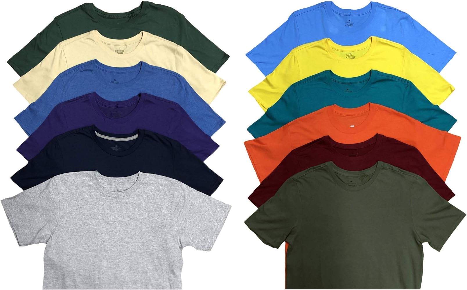 SOCKS'NBULK Mens Soft Cotton Slim Fit Crew Neck Short Sleeve T-Shirts Mix Colors Bulk