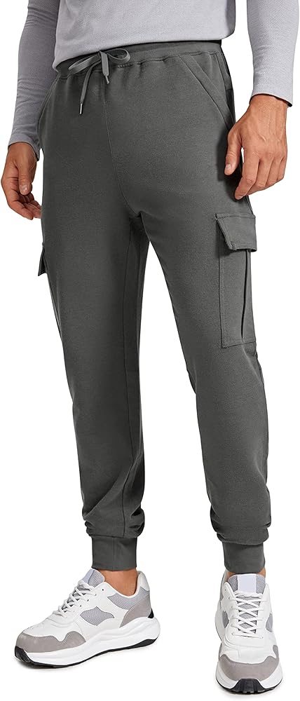 CRZ YOGA Men's Cargo Joggers Pants - 29" Cotton Lightweight Casual Lounge Athletic Workout Sweatpants with Pockets