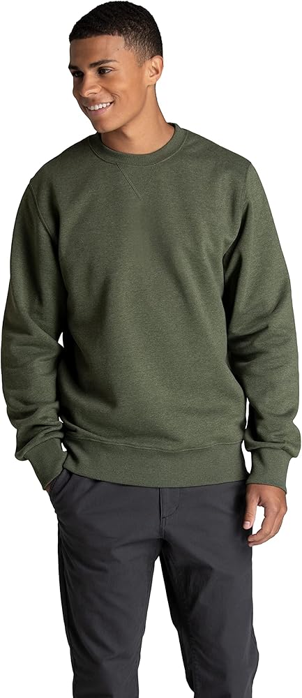 Fruit of the Loom Men's Crafted Comfort Fleece Crewneck Sweatshirts & Pullover Hoodies, Super Soft Cotton Blend, Sizes S-2X, Military Green Heather, Small