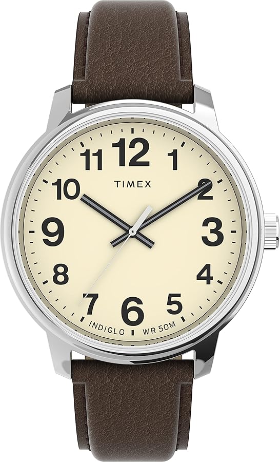 Timex Easy Reader Men's 43mm Leather Strap Watch