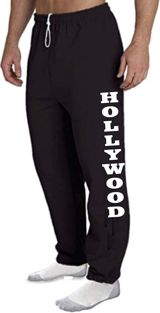 Hollywood Open Bottom Black Sweat Pants