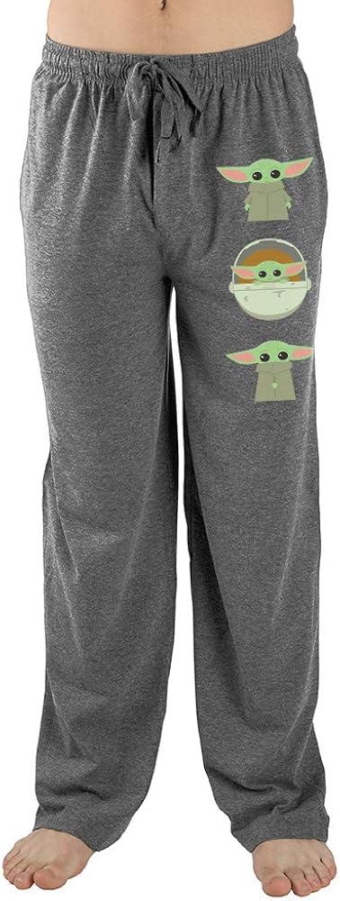 The Mandalorian Baby Grogu Star Wars Mens Grey Sleep Pajama Pants