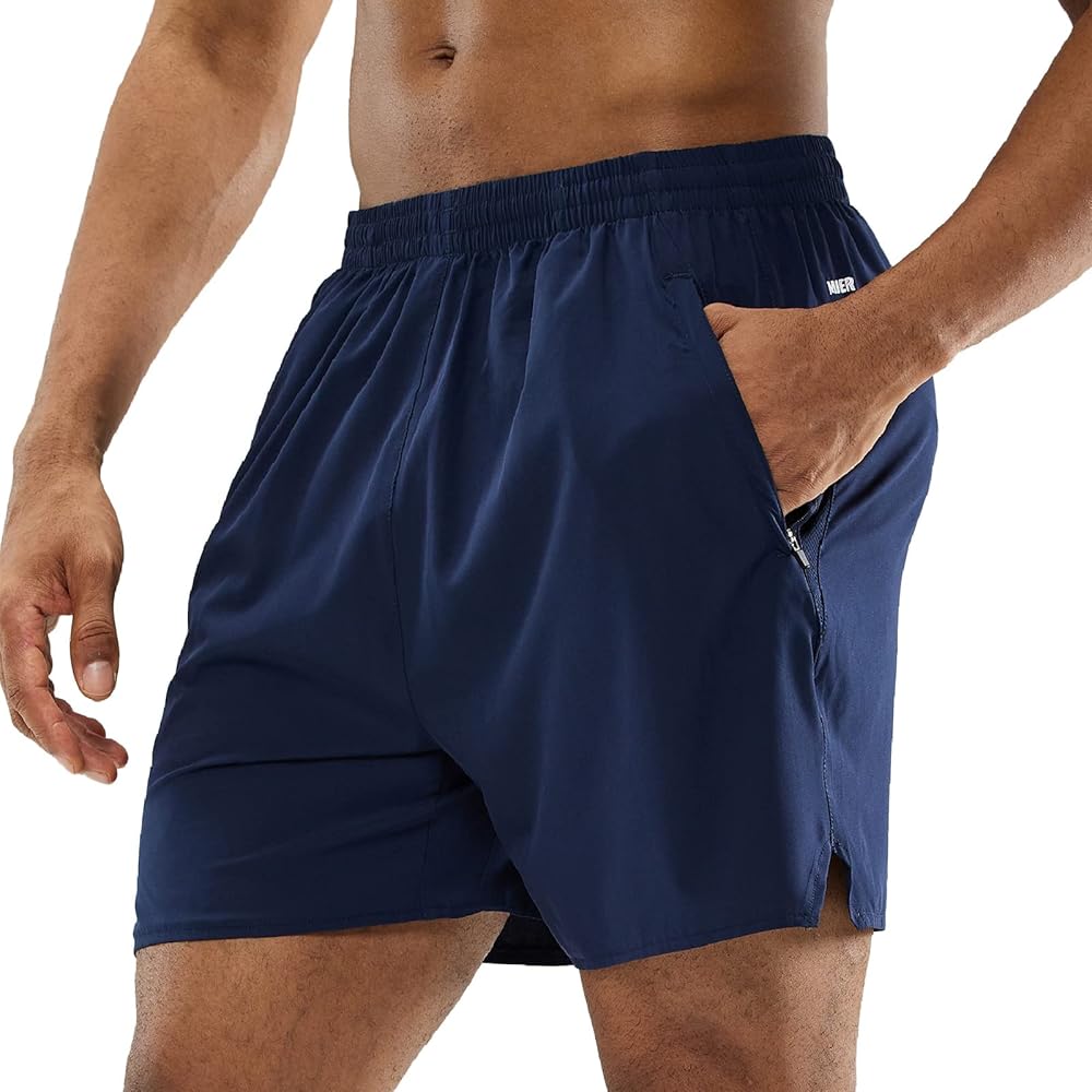 MIER Men's Workout Running Shorts Quick Dry Active 5 Inches Shorts with Pockets, Lightweight, Breathable