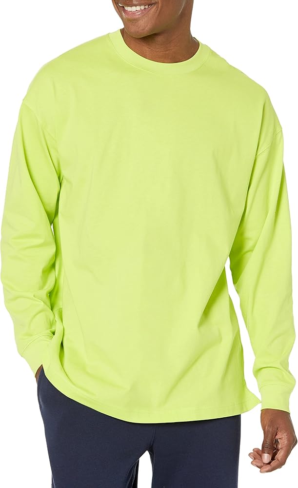 Amazon Essentials Men's 100% Organic Cotton Oversized-Fit Long-Sleeve T-Shirt