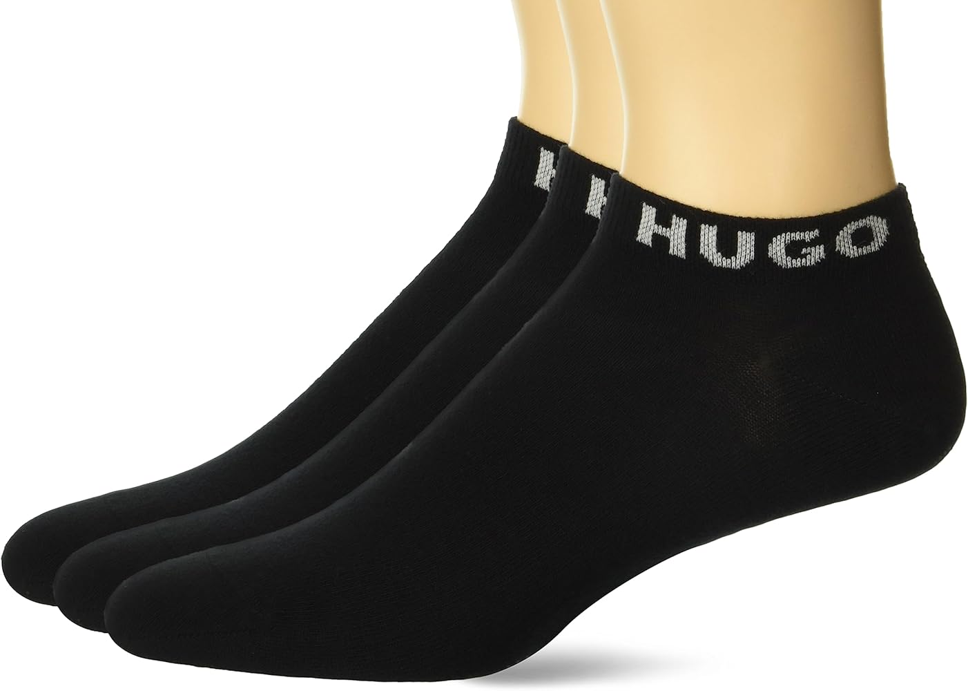 HUGO Men's 3-Pack Solid Cotton Ankle Socks